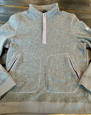 Under Armour Gray Knit 1/2 Zip Pullover Sweater with Pockets Size Large